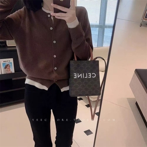 高级慵懒风澳洲美丽诺羊毛假两件开衫女圆领秋冬加厚毛衣外套图片