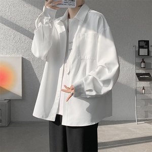 现货CS1118-特P362025秋季新款大皂风大码纯色百搭长袖衬衫外套,衬衫什么裤子都能搭配吗图片