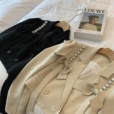 现货早秋款蝴蝶结钻扣小西装，女装西装，XTZ style