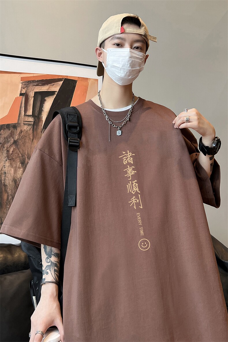 量大优可提供视频2024夏季新美式短袖T恤D223A-T24117-P18,男装T恤,电商019-1