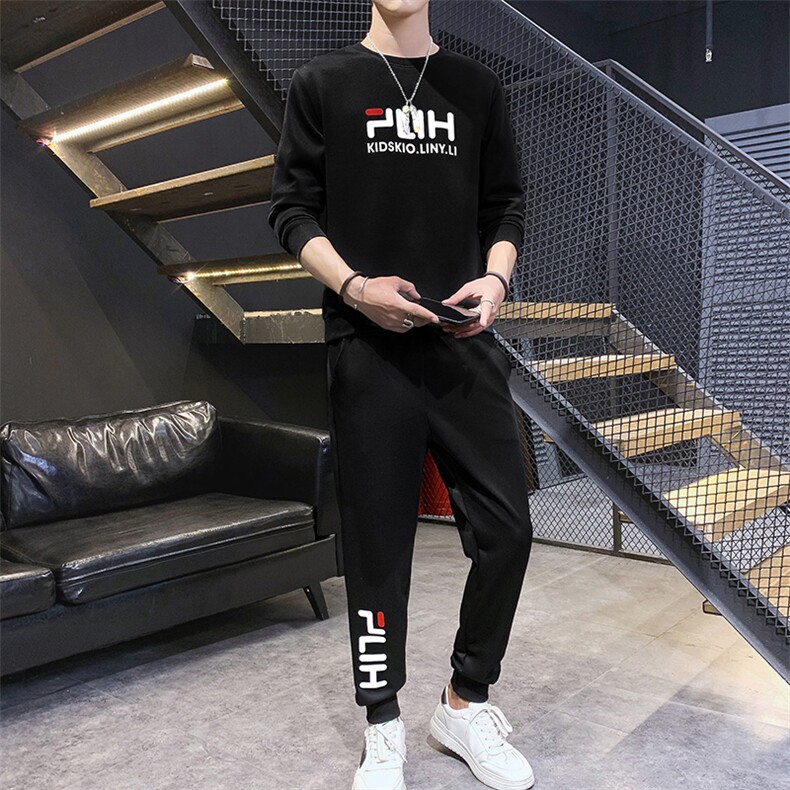 休闲卫衣套装男士秋季韩版潮流帅气两件套圆领跑步运动服S802-P35,男装卫衣,星座509