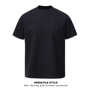 wassup happy美式短袖t恤男夏季潮流设计感星星五分袖休闲上衣服图片