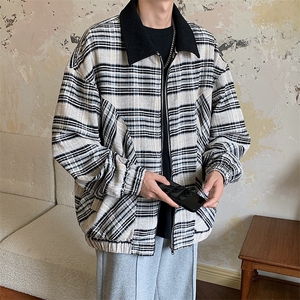 外套男春秋季新款美式复古潮牌百搭撞色翻领宽松夹克KW1701-P64图片
