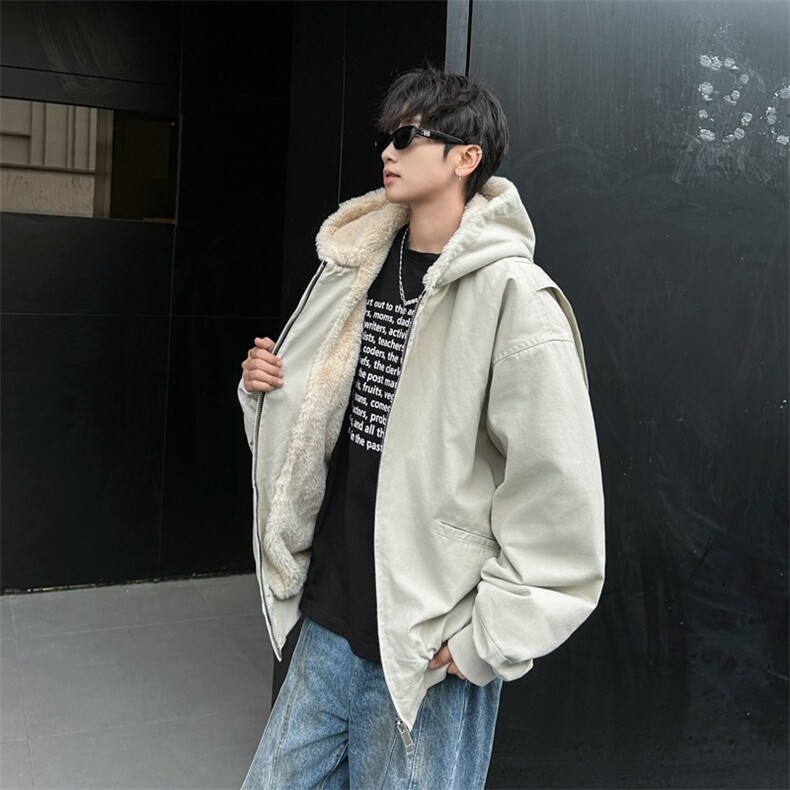【有货】DHY308-P110美式简约加绒夹克连帽外套男新款冬季座山雕,男装夹克,星座603-2