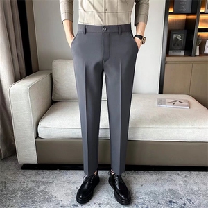 加绒加厚长裤韩版宽松直筒九分西装裤男士免烫修身小脚休闲西裤子图片