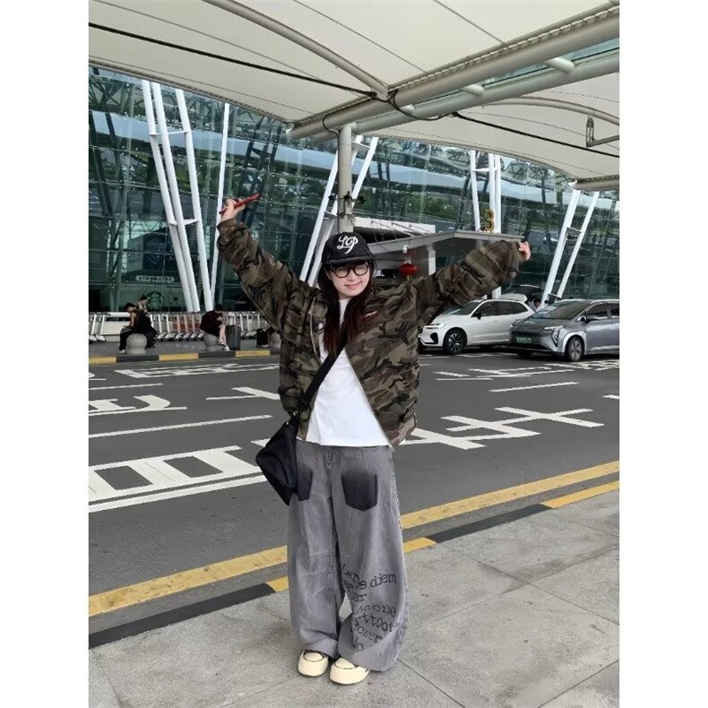 美式牛仔裤子男女情侣秋季潮牌宽松大码直筒水洗阔腿长裤NZB398,男装牛仔裤,星座516A