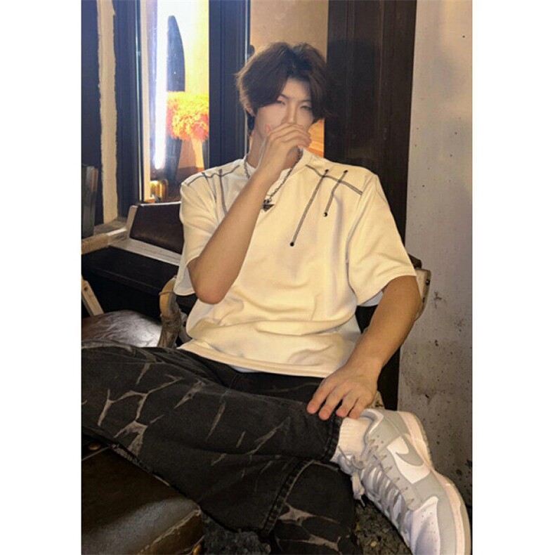 垫肩小领口长袖t恤男款高街潮牌痞帅炸街秋冬内搭打底衫TD2510,男装T恤,星座1116A（原606A-3）