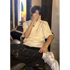 垫肩小领口长袖t恤男款高街潮牌痞帅炸街秋冬内搭打底衫TD2510，男装T恤，星座1116A（原606A-3）