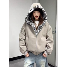 (网图)双面穿豹纹连帽座山雕PU皮棉衣潮流情侣外套313B-PM06-P115，男装棉衣，星座313B