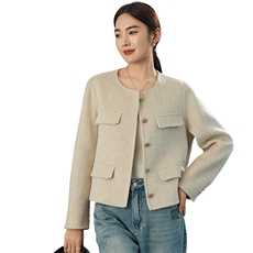 时尚百搭女士羊毛双面呢外套优雅显瘦短款设计秋冬必备单品，女装双面呢大衣，岳达羊绒