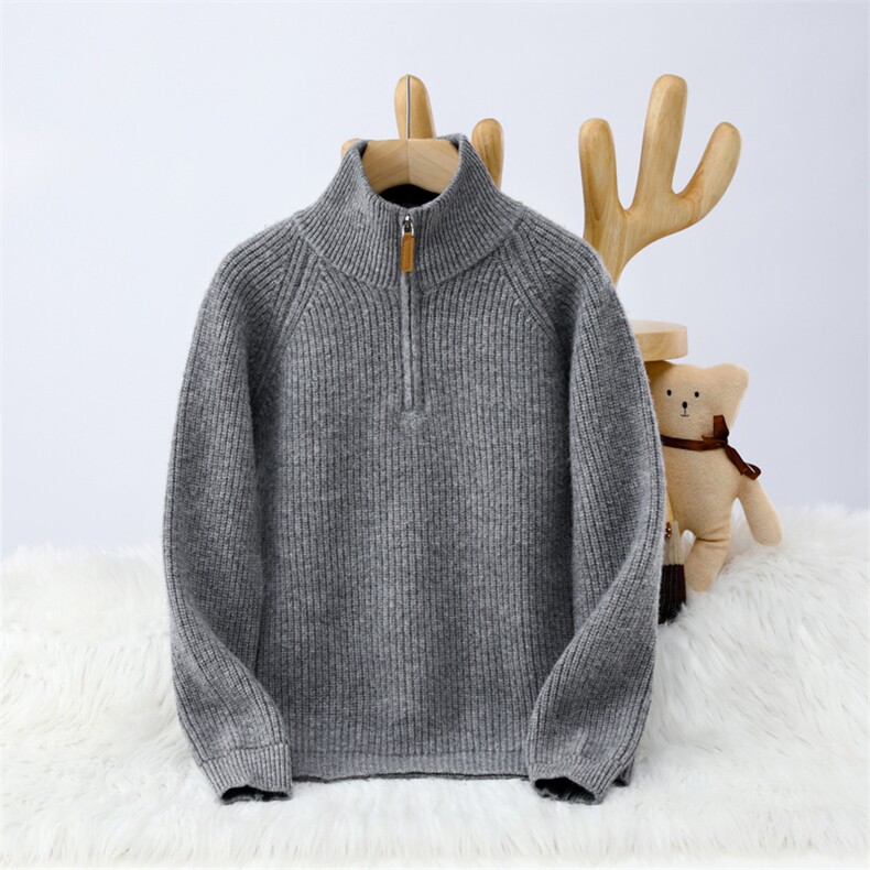 2025时尚百搭通勤简约半高圆领儿童羊毛衫，童装儿童羊毛衫，乐贝童装