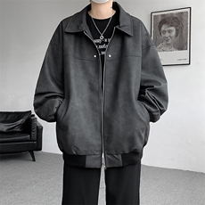 8XL-M脏脏痞帅皮衣外套男秋冬加厚PU皮夹克宽松大码皮袄JK006P95，男装夹克，电商B312