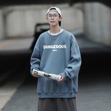 模糊字体印花宽松圆领卫衣Y138常规版P38加绒版P58，男装卫衣，电商B219