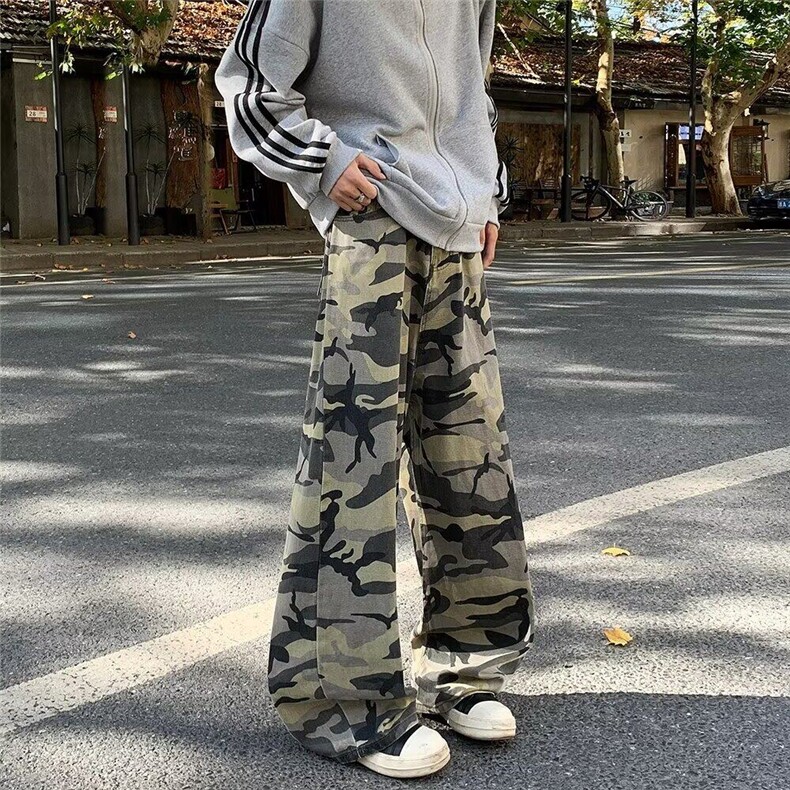 男款美式直筒微喇伐木工装弯刀阔腿长裤子3777P46,男装休闲裤,星座410-2