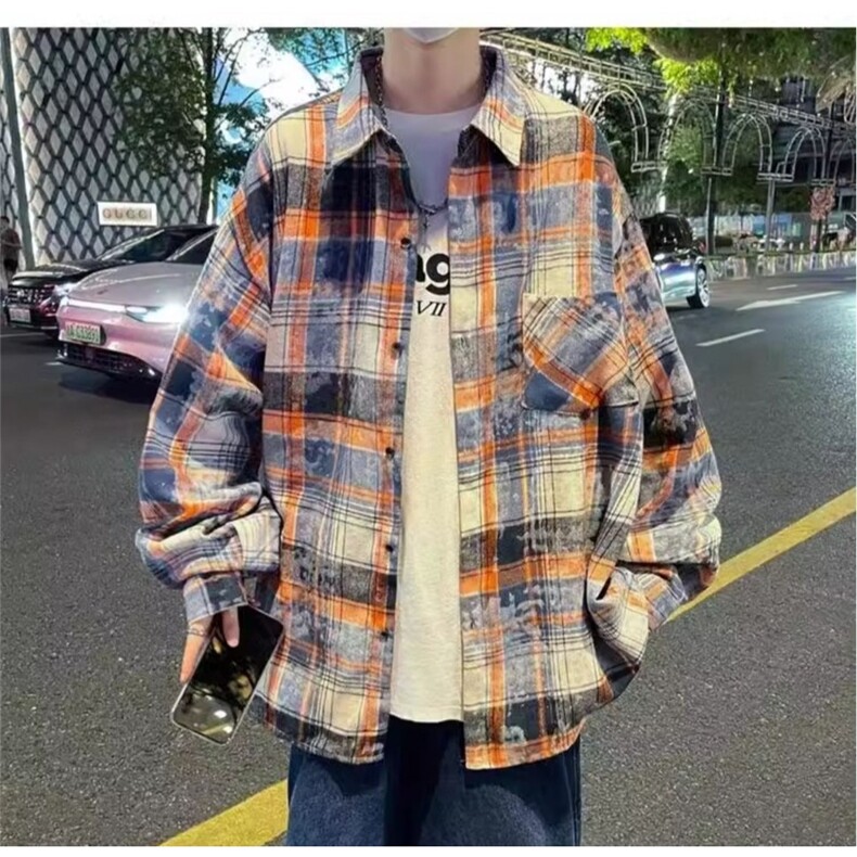 简约流行新款慵懒长袖衬衫气质潮流原宿时尚文艺ins日系百搭,男装衬衫,星座506A