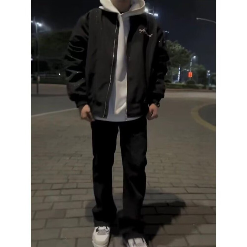 春秋季闪电印花棒球服外套美式复古潮牌ins超火痞帅宽松夹克,男装夹克,星座1210-1