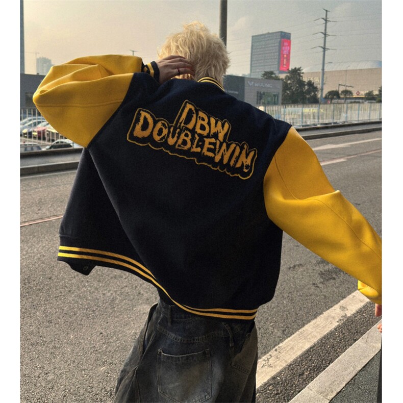 百搭文艺简约日系潮流新款时尚流行慵懒龙凤尼拼皮毛巾绣外套原宿，女装短外套，星座601-1