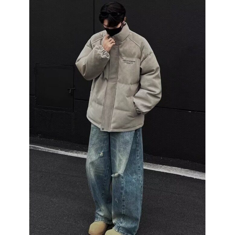 春秋新款女防风防水网衬外套男雾面PU皮充棉面包服图片