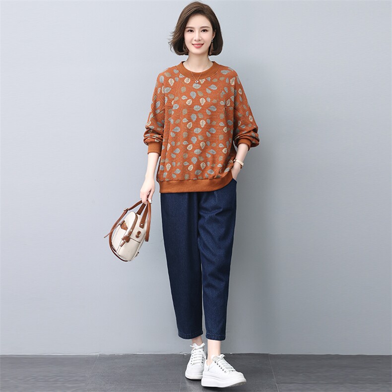 时尚休闲套装女2025春秋新款中年妈妈宽松大码显瘦减龄卫衣两件套,女装套装/套裙,悦见她