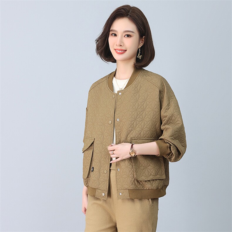 2024年春秋季新款潮韩版夹棉女宽松显瘦休闲外套图片