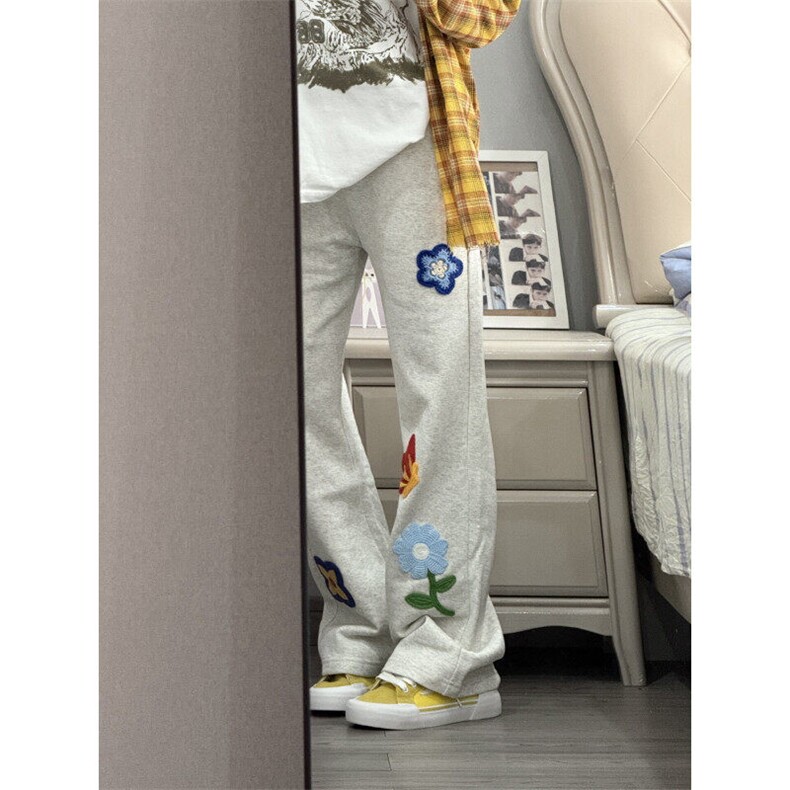 【档口现货】CXWK01HH-特P44dua同款刺绣花花卫裤花卉毛巾绣裤子,男装休闲裤,星座1007（原301D）