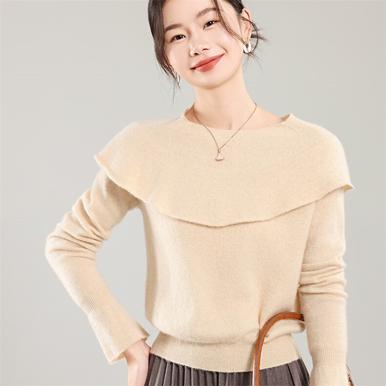 35%羊绒衫秋冬季新款舒适时尚百搭女式宽松长袖打底毛衣,女装羊绒衫,琳尚羊绒