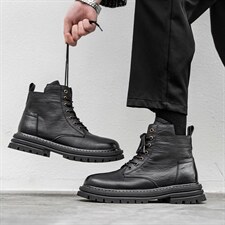 马丁靴男2022秋季新品大黄靴子牛皮复古百搭踢不烂工装靴子男潮鞋，男鞋马丁靴，电商A223