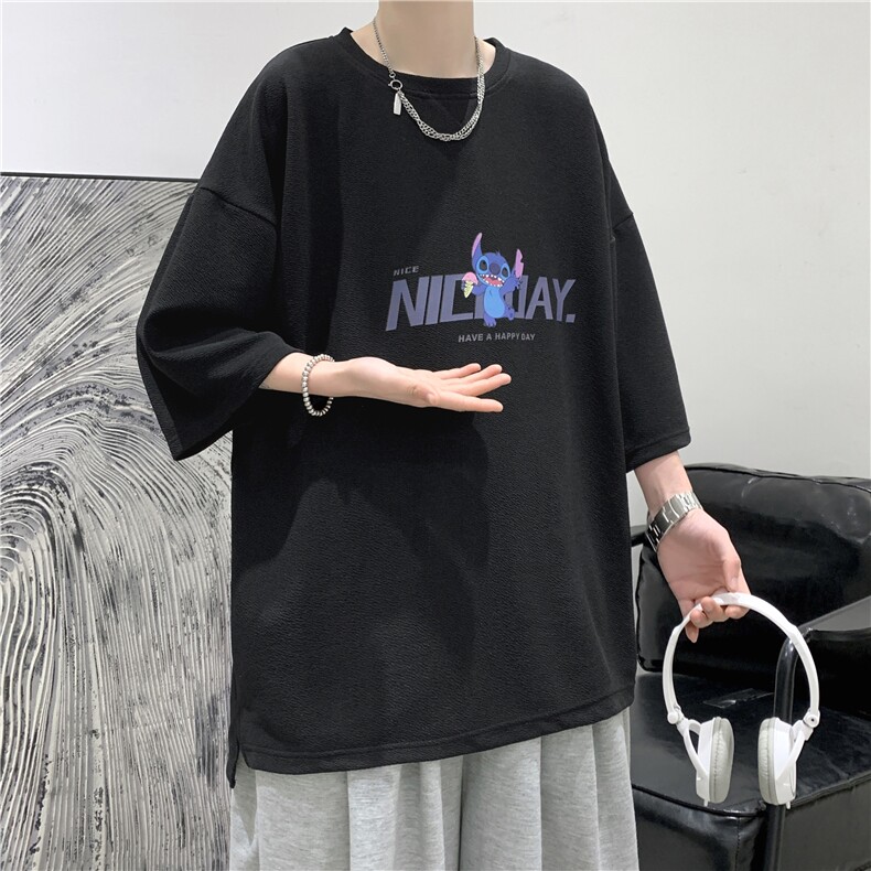Q11173-P30春夏季七分袖t恤男大码五分袖男短袖中袖大皂风,男装T恤,电商A040