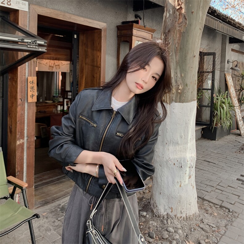 2025年春季现货高品质机车服皮衣外套,女装皮衣,臻衣坊