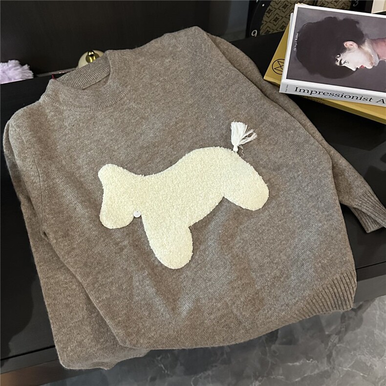 2025时尚百搭通勤简约休闲小马毛巾绣而儿童毛衣，童装卫衣/绒衫，沐策羊绒