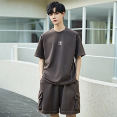 短袖T恤套装男25新款夏季休闲运动服搭配帅气短裤两件套3273-P70，男装休闲套装，电商A355（原A415）