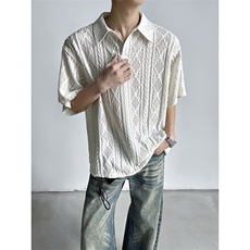 A2409P30-老钱风polo衫短袖男夏季美式麦穗纹提花翻领T恤，男装T恤，电商B241