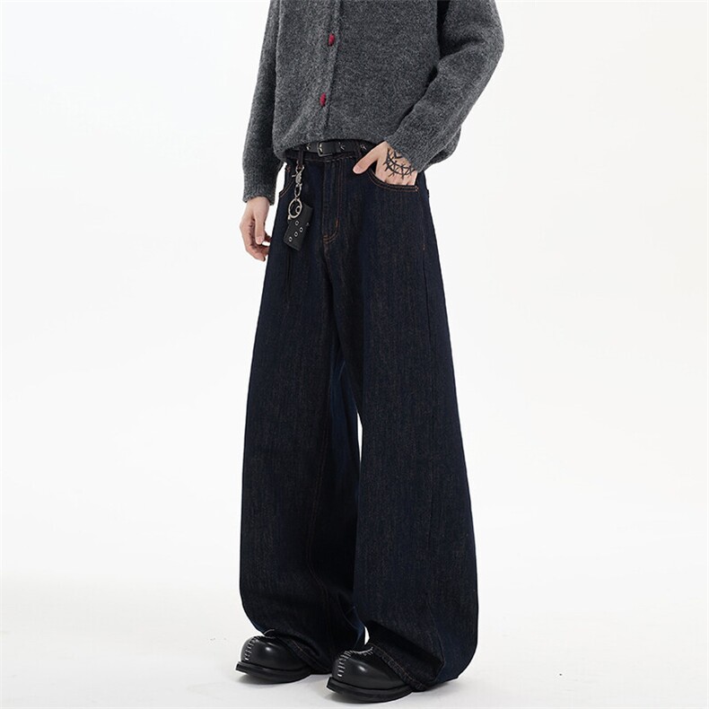 春季美式ins高街hiphop深蓝丹宁色直筒牛仔裤货号K25131P60，男装牛仔裤，电商A063