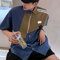 S032-P40夏季宽松型设计感短袖衬衫，男装衬衫，星座1501-1