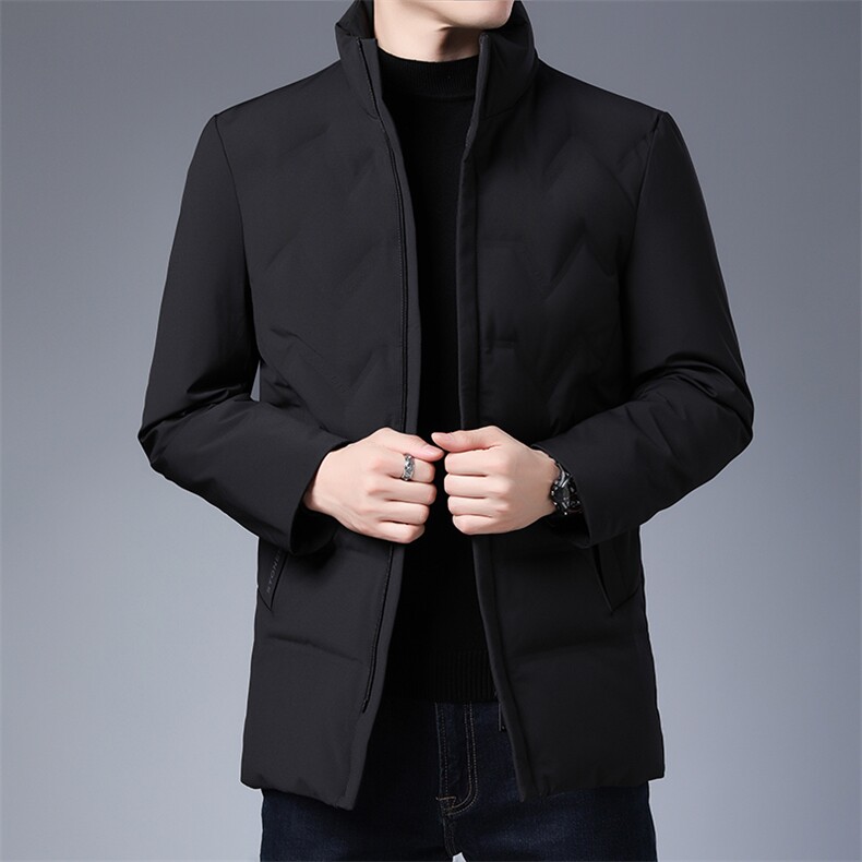 冬季新款羽绒服中年男士立领常规厚款90%羽绒外套KCN20829-5-P220,男装羽绒服,电商B212（原钱塘6029）