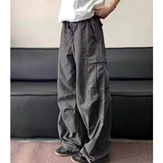 W9340-P68网图现货新款美式复古多口袋水洗工装裤褶皱伞兵裤，男装休闲裤，星座1608-2