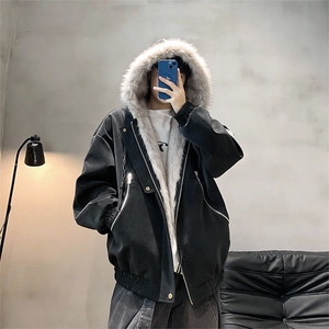 XZ514-2-25104-P115美式复古座山雕连帽棉服加厚保暖夹克宽松外套