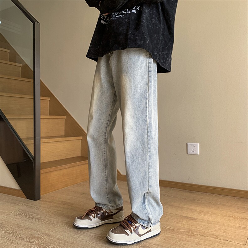 新款ins美式高街水洗做旧直筒牛仔裤男女宽松百搭长裤N8826-P45,男装牛仔裤,星座1008-1