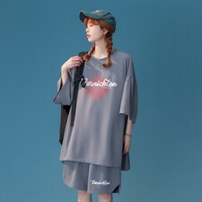 中性风2023新款冰丝字母印花休闲运动套装TZ902P65控88，男装休闲套装，A247A