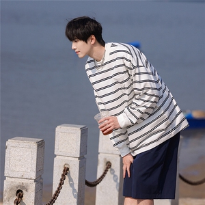 1可二开港风高品质条纹大码M-5XL卫衣男 97%棉3%氨纶77943P50控78图片