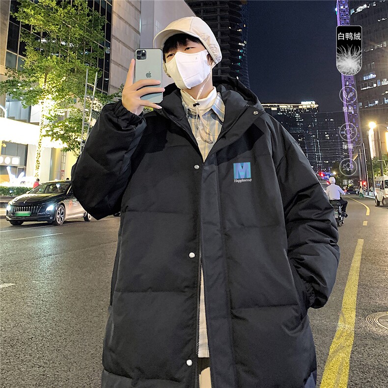 港风夜景标白鸭绒中长款休闲连帽羽绒服A247-YR1872P285控368，男装羽绒服，电商A247