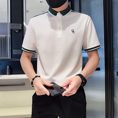 2025夏季主推新款撞色字母刺绣时尚短袖T恤翻领Polo衫A3104-P48，男装T恤，电商D342