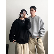 重磅全棉boxy短款380克圆领卫衣纯色短宽套头外套男潮AH931-特29，女装短外套，星座610B-1