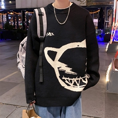M3121-P80秋冬港风潮流休闲百搭毛衣男女情侣宽松针织衫上衣外套，男装针织衫/毛衣，电商A009A（原A058A）