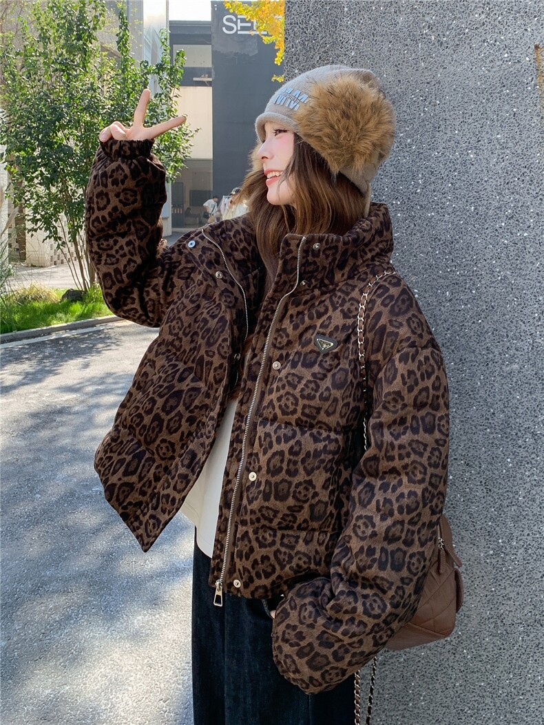 现货！放心推！洋气豹纹羽绒服女2025冬新款女装白鸭绒外套,女装羽绒服,慧尚依恋