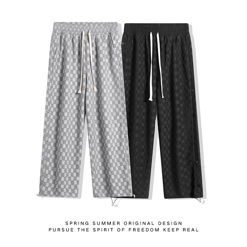 时尚潮流夏季休闲直筒裤特殊格子提花新品男裤XD8807-P60-控78,男装休闲裤,星座717
