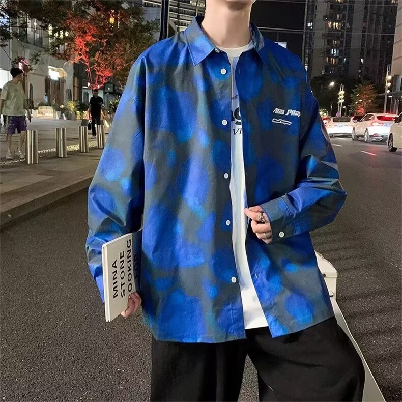 春夏季新款衬衫潮流慵懒男方领扎染衬衫CH111P32,男装衬衫,星座1116-2