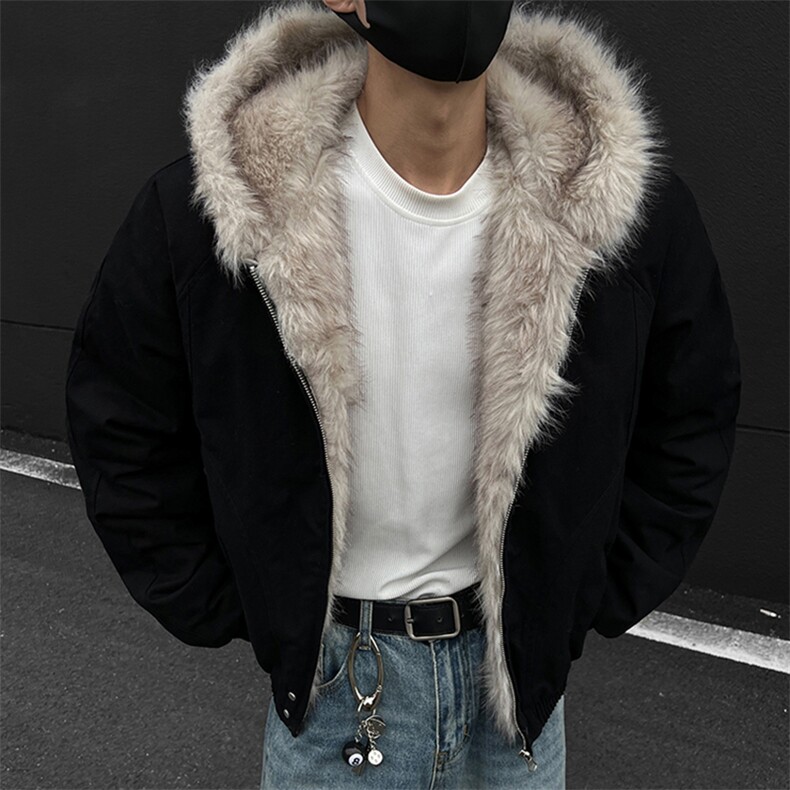 现货高品质美式高街冬季重磅硬挺短款座山雕毛领棉衣男女加厚外套，男装棉衣，电商A486-1