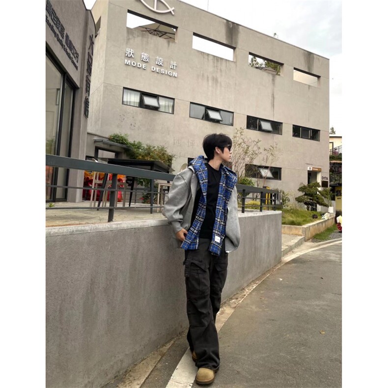 【有货】假两件格子拼接卫衣男款设计感连帽开衫外套JL97HH-特P68,男装卫衣,星座1007（原301D）