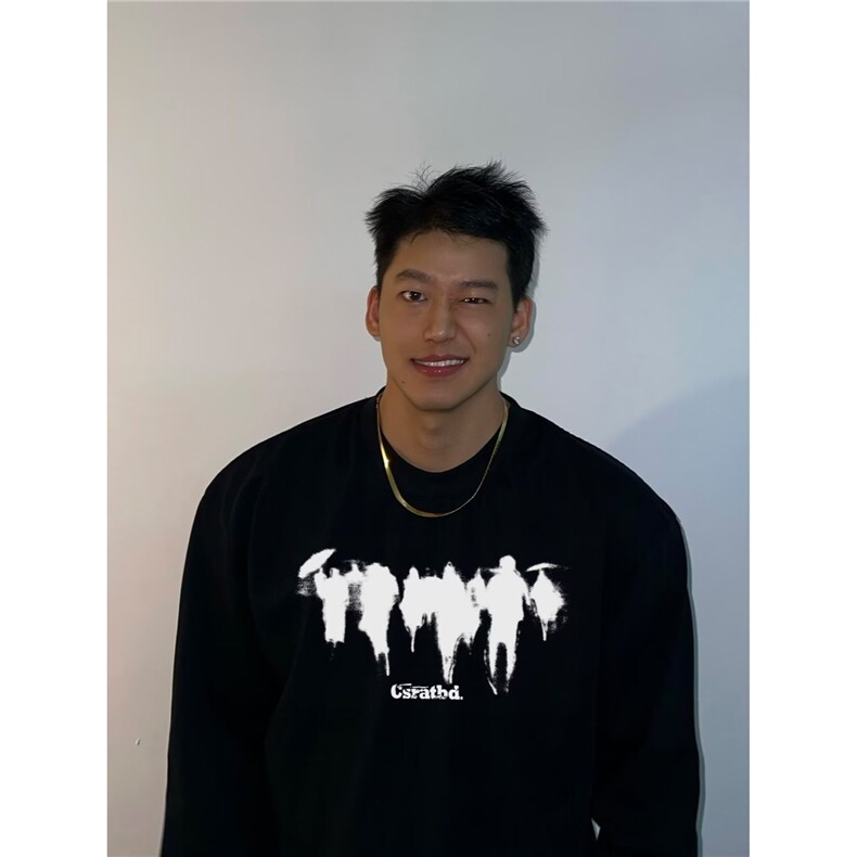 长袖t恤男春秋韩版潮牌ins潮流宽松港风圆领简约印花上衣情侣秋装，男装T恤，星座506A